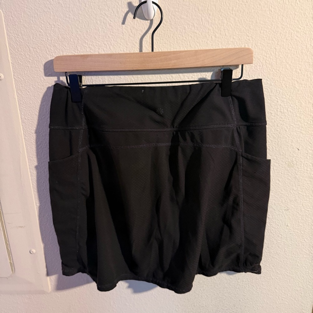 Athleta Black Athletic Skort Skirt Built-In Shorts Pockets Zip Pocket Size Small - Picture 3 of 7